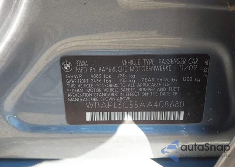 2010 BMW 335I xDrive z USA, uszkodzony, nr VIN WBAPL3C55AA408680